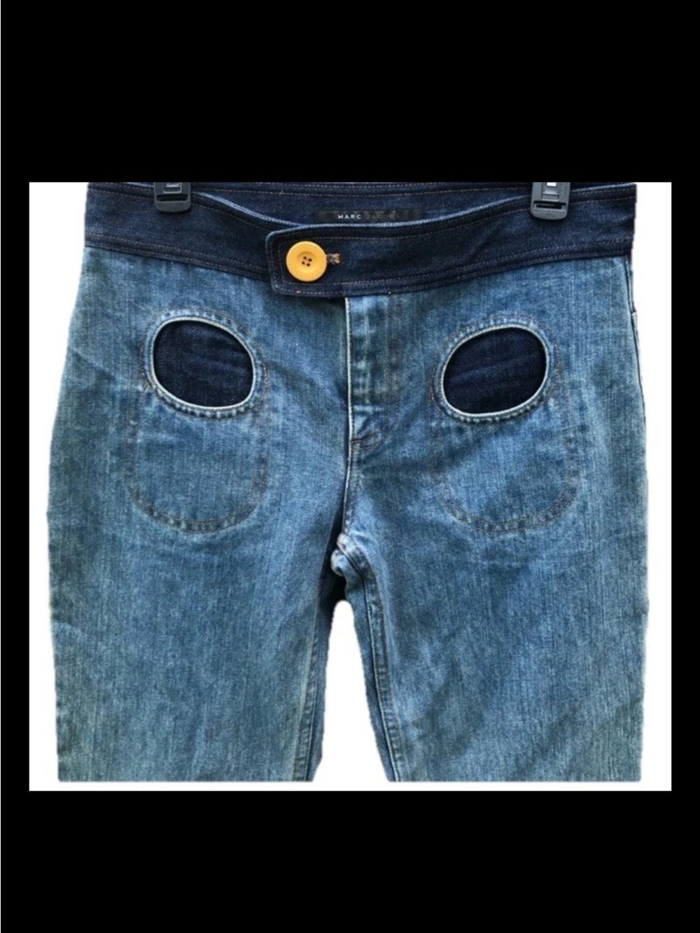 NWT Marc Jacobs Two-Tone Blue Denim Jeans Mod Button Pocket Retro Deadstock Y2K